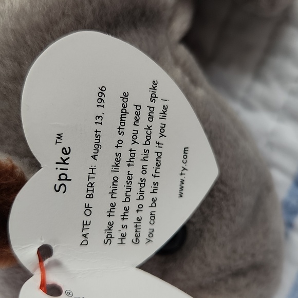 Ty Beanie Babies Spike The Rhinoceros With Tag Errors 1996 - Picture 10 of 11